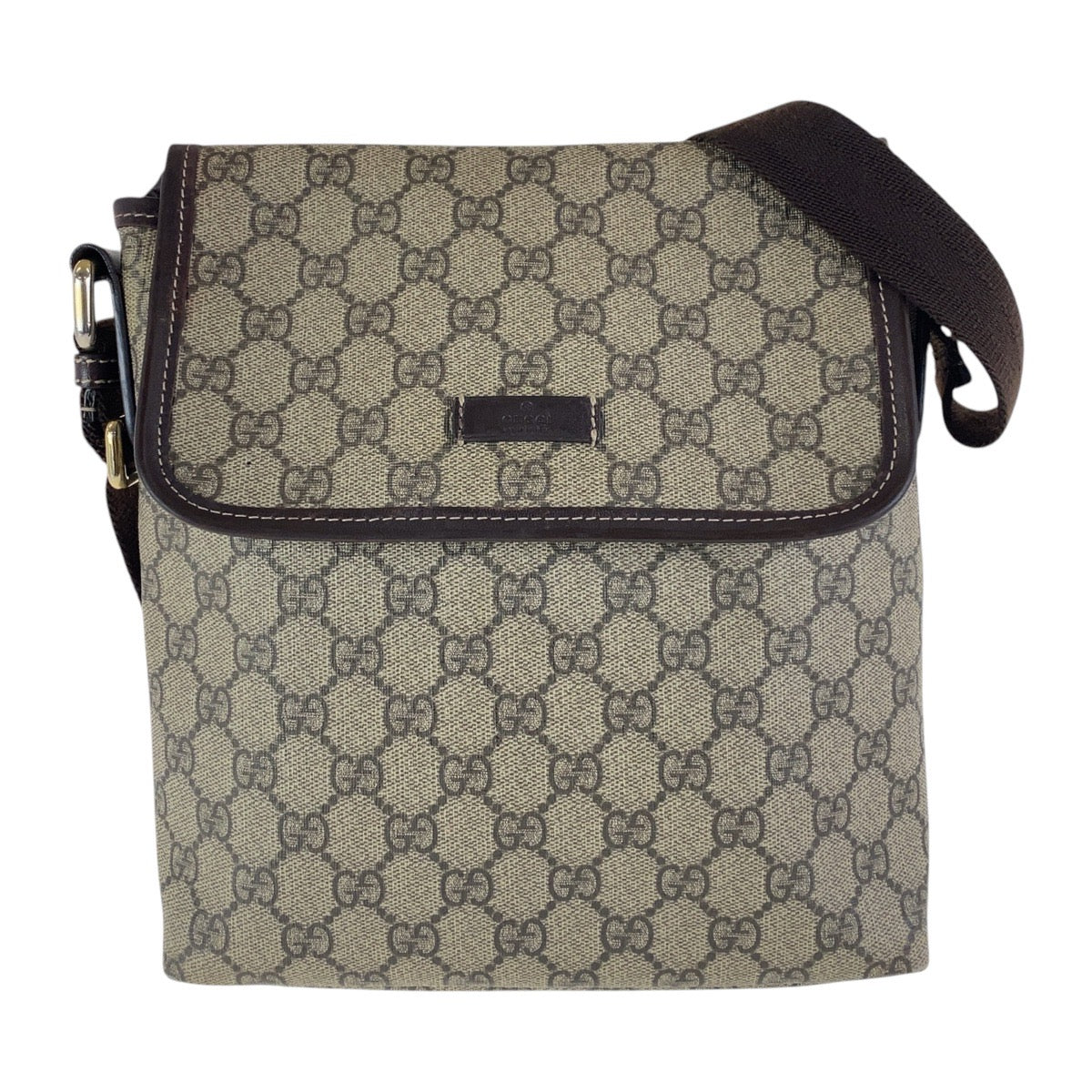 17065
GUCCI グッチ ベージュ ブラウン シルバー金具 GGスプリームキャンバス 223666 斜め掛け ショルダーバッグ 男女兼用  レディース