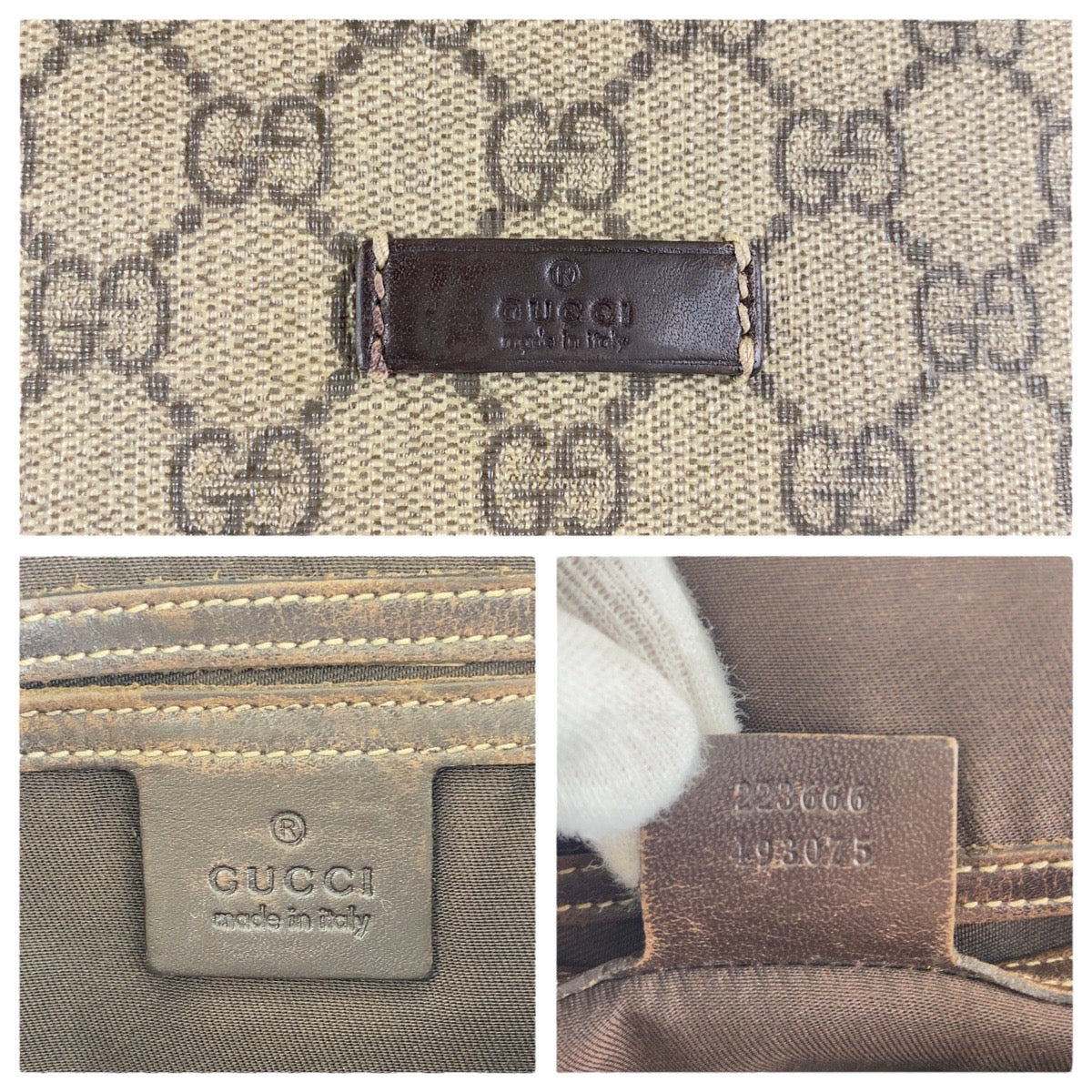 17065
GUCCI グッチ ベージュ ブラウン シルバー金具 GGスプリームキャンバス 223666 斜め掛け ショルダーバッグ 男女兼用  レディース