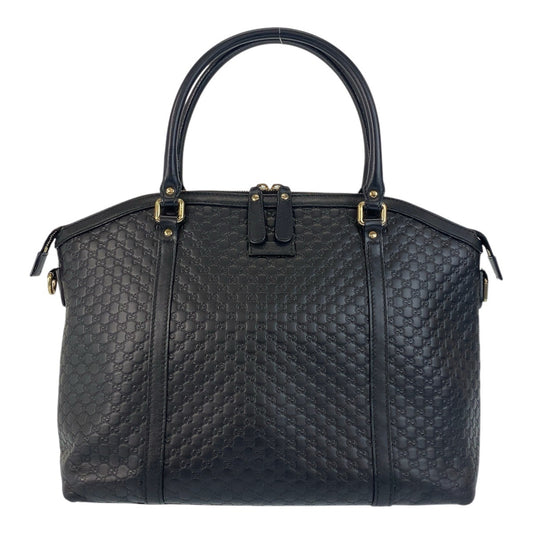 17066
GUCCI グッチ マイクログッチシマ ブラック 黒 ゴールド金具 レザー 449657 ハンドバッグ ショルダーバッグ  レディース AB64