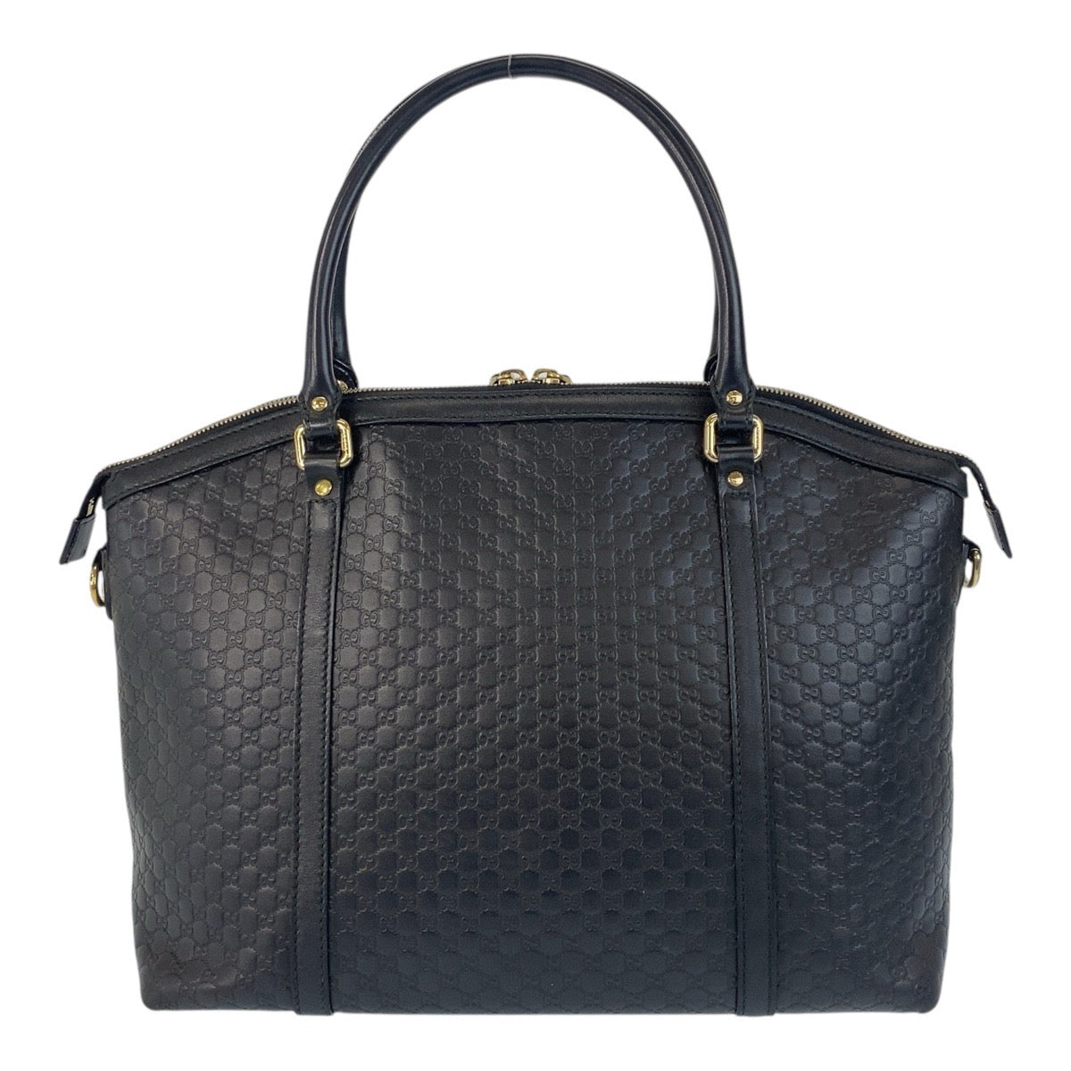 17066
GUCCI グッチ マイクログッチシマ ブラック 黒 ゴールド金具 レザー 449657 ハンドバッグ ショルダーバッグ  レディース AB64