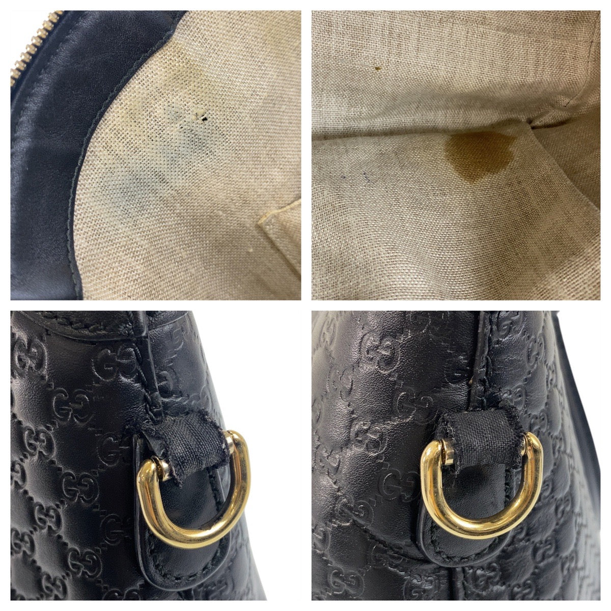 17066
GUCCI グッチ マイクログッチシマ ブラック 黒 ゴールド金具 レザー 449657 ハンドバッグ ショルダーバッグ  レディース AB64