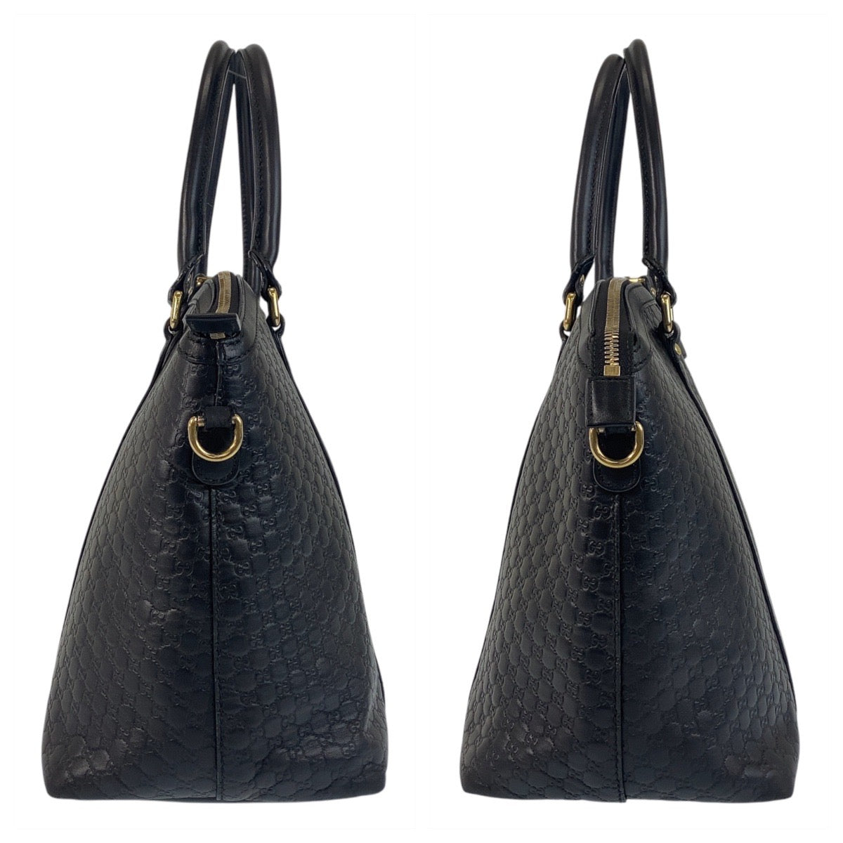 17066
GUCCI グッチ マイクログッチシマ ブラック 黒 ゴールド金具 レザー 449657 ハンドバッグ ショルダーバッグ  レディース AB64