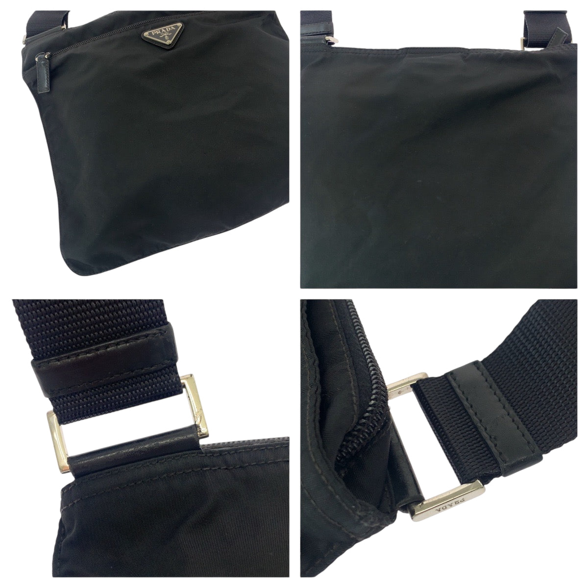 17069
PRADA プラダ テスート 三角ロゴプレート ブラック 黒 シルバー金具 ナイロン BT175Z ショルダーバッグ サコッシュ  メンズ ABP39