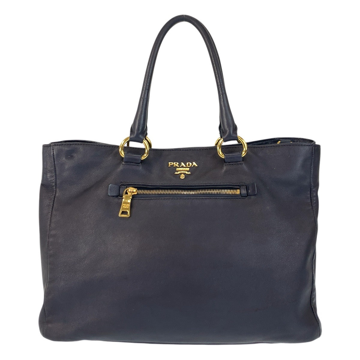 17070
PRADA プラダ ネイビー ゴールド金具 レザー トートバッグ ショルダーバッグ  レディース ABP55