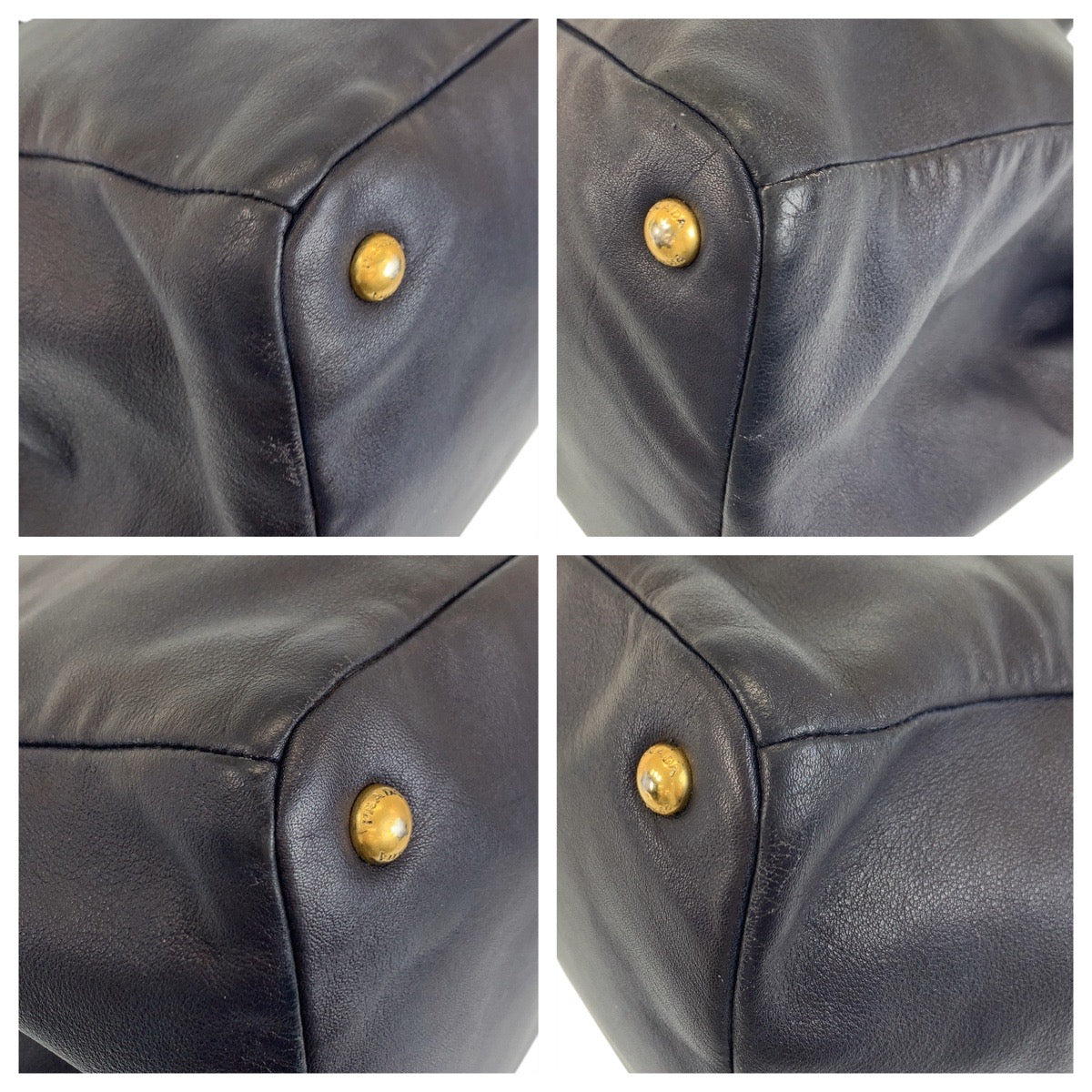 17070
PRADA プラダ ネイビー ゴールド金具 レザー トートバッグ ショルダーバッグ  レディース ABP55