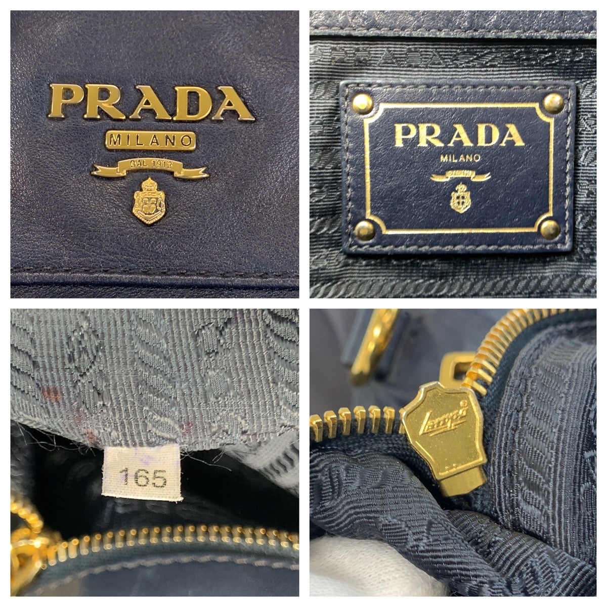 17070
PRADA プラダ ネイビー ゴールド金具 レザー トートバッグ ショルダーバッグ  レディース ABP55