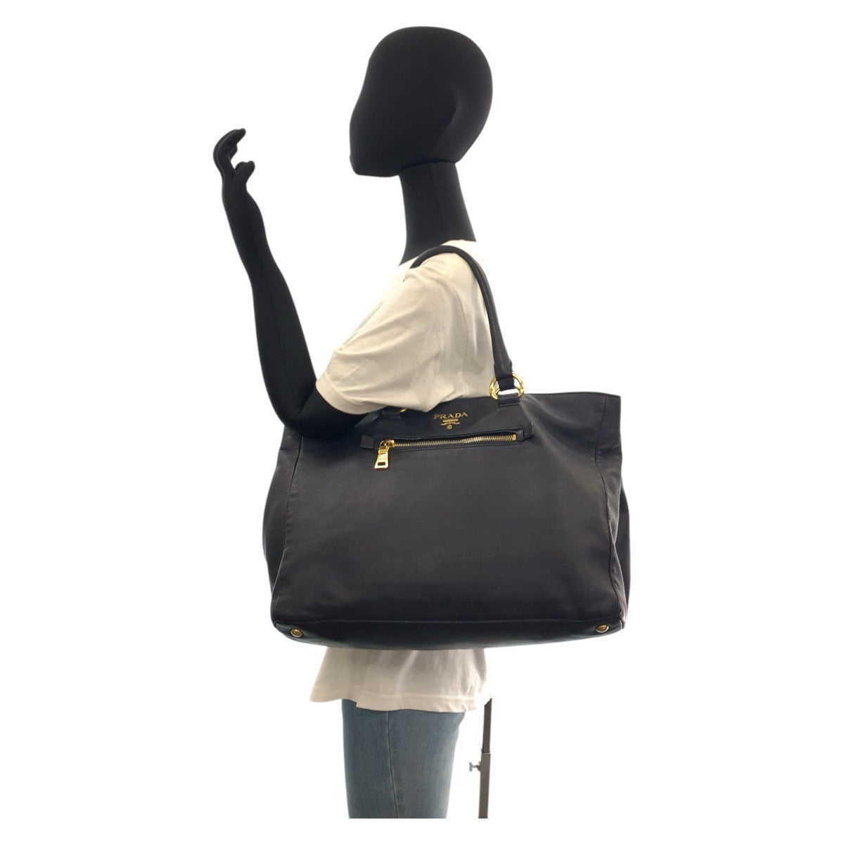 17070
PRADA プラダ ネイビー ゴールド金具 レザー トートバッグ ショルダーバッグ レディース ABP55