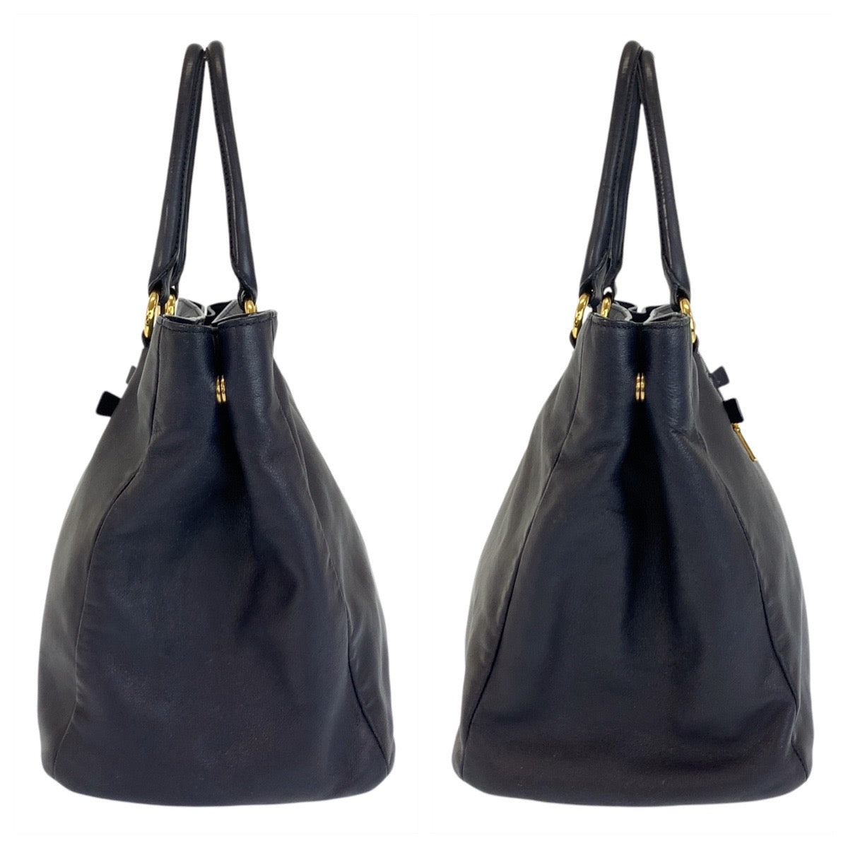 17070
PRADA プラダ ネイビー ゴールド金具 レザー トートバッグ ショルダーバッグ  レディース ABP55