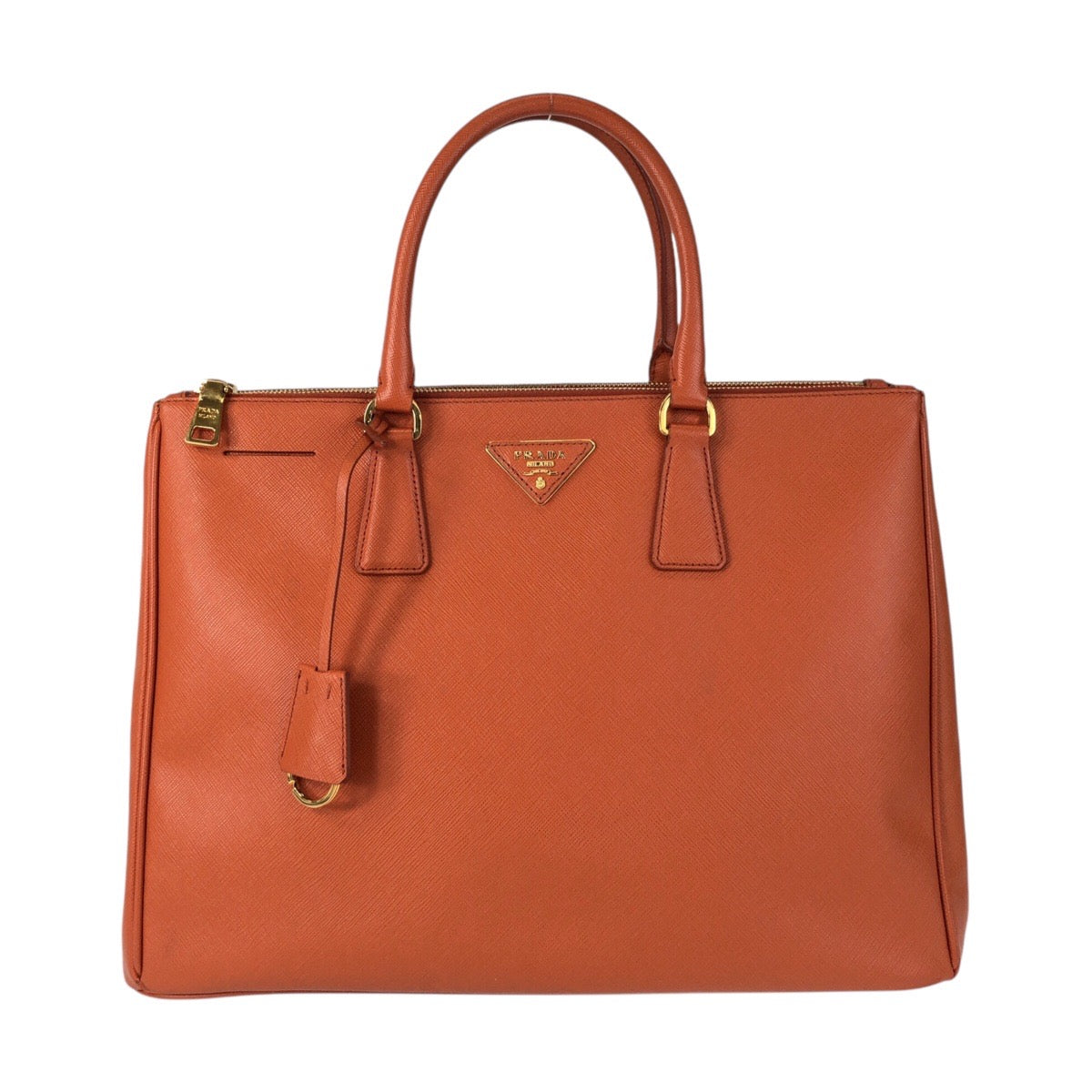 17072
PRADA プラダ サフィアーノ オレンジ ゴールド金具 レザー トートバッグ ハンドバッグ レディース ABP63