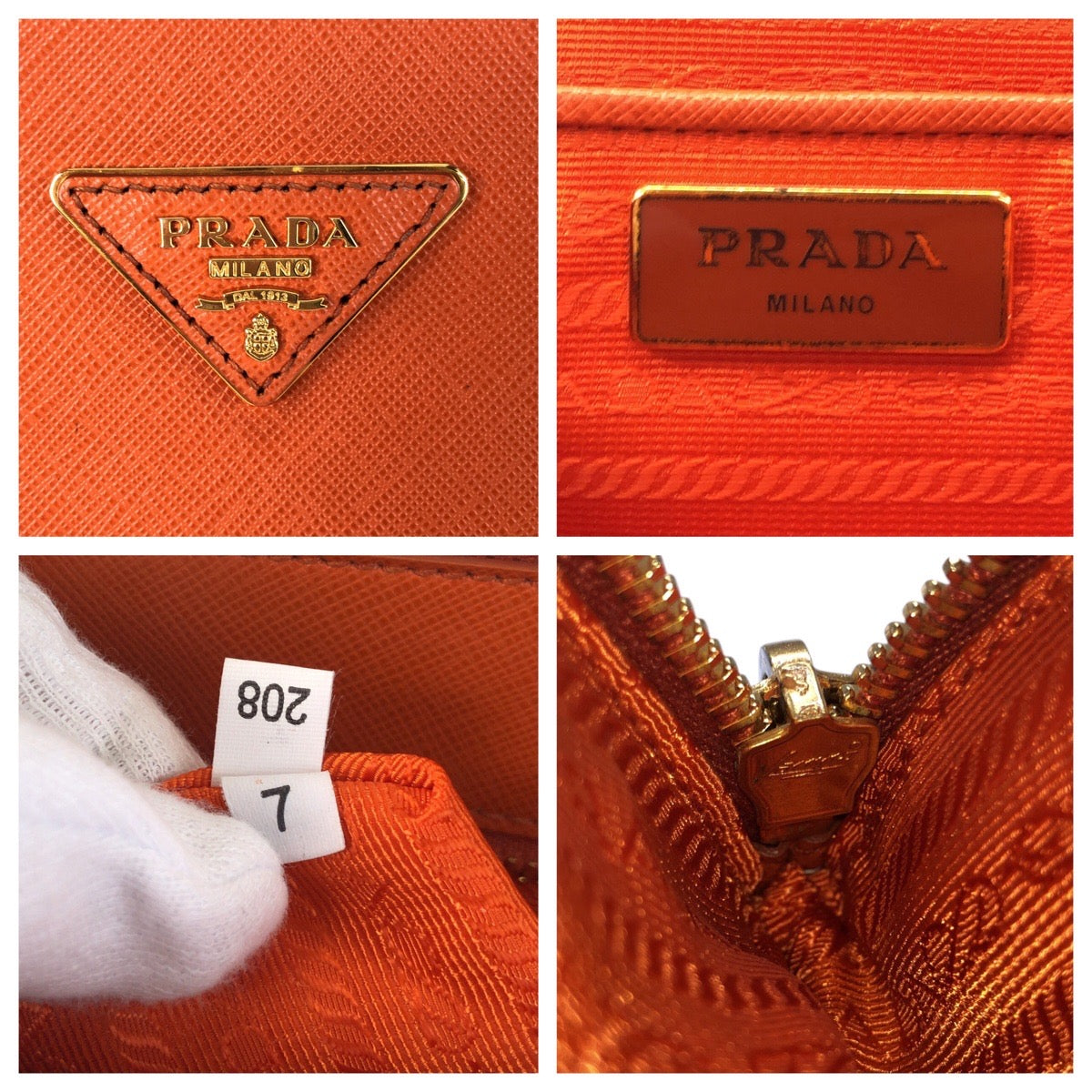 17072
PRADA プラダ サフィアーノ オレンジ ゴールド金具 レザー トートバッグ ハンドバッグ レディース ABP63
