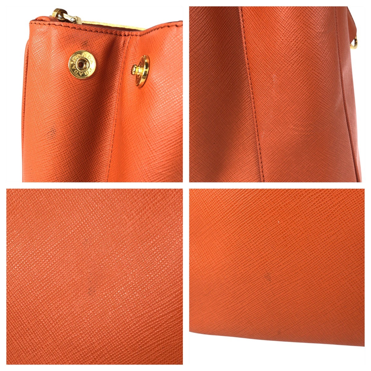 17072
PRADA プラダ サフィアーノ オレンジ ゴールド金具 レザー トートバッグ ハンドバッグ  レディース ABP63