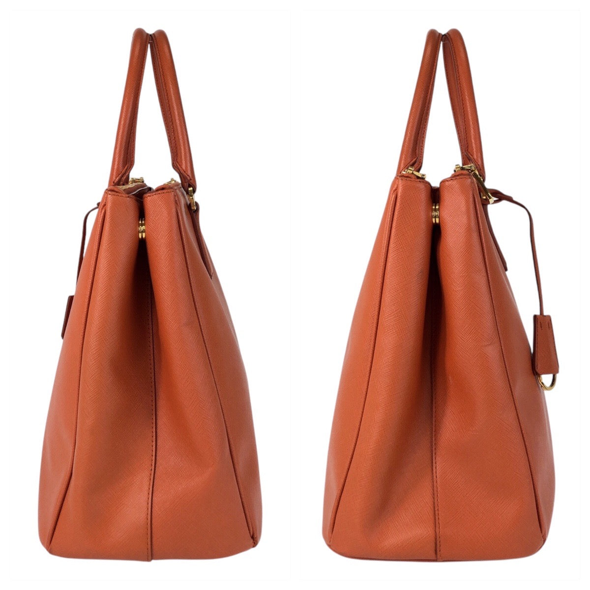 17072
PRADA プラダ サフィアーノ オレンジ ゴールド金具 レザー トートバッグ ハンドバッグ レディース ABP63