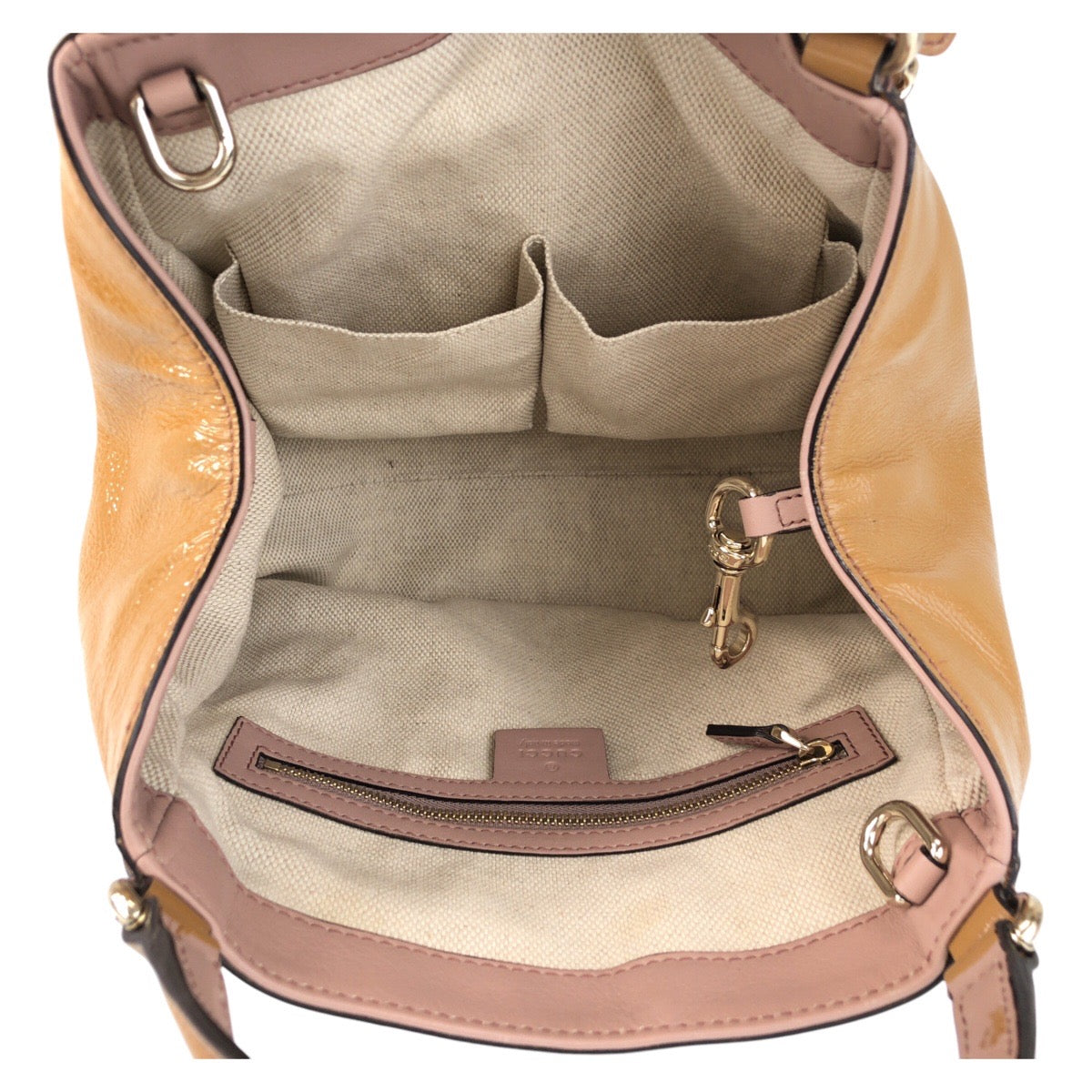 17076
GUCCI グッチ ソーホー ブラウン キャメル ゴールド金具 パテントレザー 336751 ハンドバッグ トートバッグ  レディース