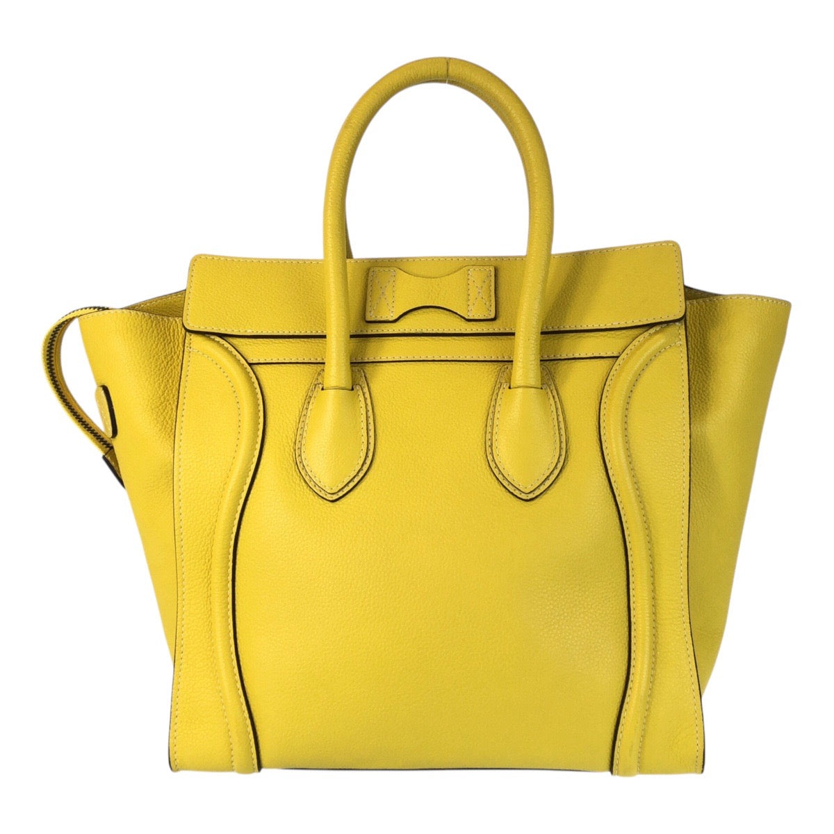 17077
CELINE セリーヌ ラゲージ ミニショッパー イエロー シルバー金具 レザー CU-1102 ハンドバッグ トートバッグ  レディース A85