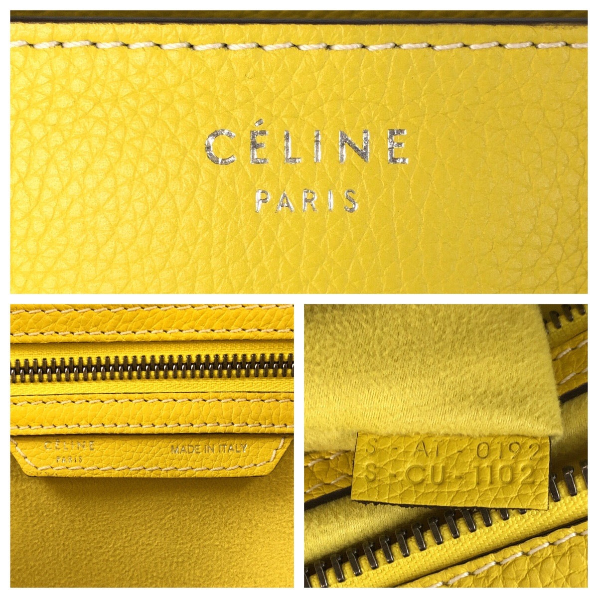 17077
CELINE セリーヌ ラゲージ ミニショッパー イエロー シルバー金具 レザー CU-1102 ハンドバッグ トートバッグ  レディース A85