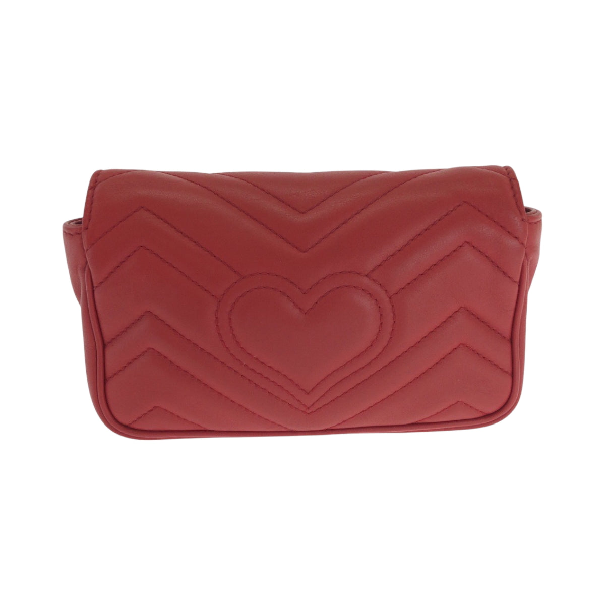 17079
GUCCI グッチ GGマーモント レッド ゴールド金具 レザー 476433 チェーンショルダーバッグ  レディース A76