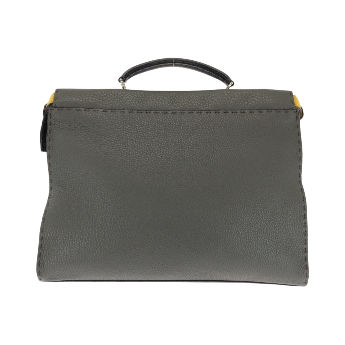 17081
FENDI フェンディ セレリア ピーカブー フィット グレー イエロー シルバー金具 レザー 7VA406 ショルダーバッグ ハンドバッグ 2way  メンズ A110