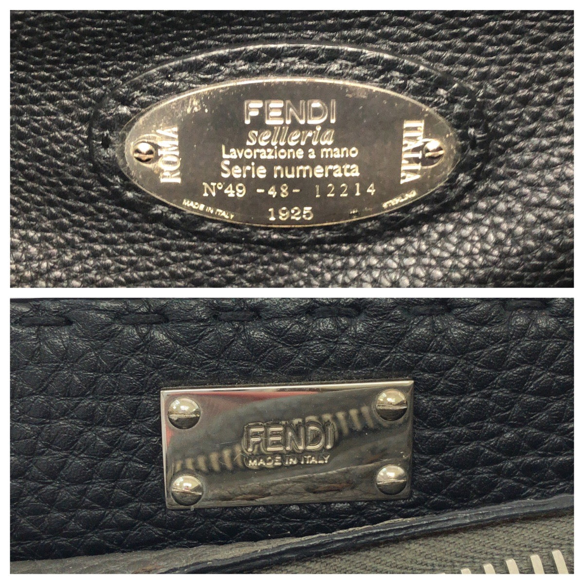 17081
FENDI フェンディ セレリア ピーカブー フィット グレー イエロー シルバー金具 レザー 7VA406 ショルダーバッグ ハンドバッグ 2way  メンズ A110