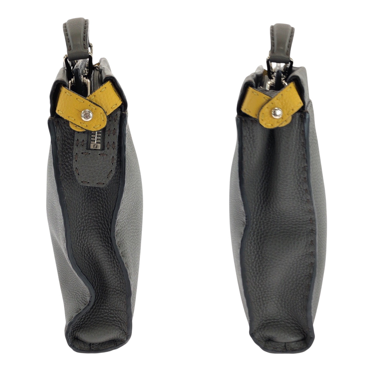 17081
FENDI フェンディ セレリア ピーカブー フィット グレー イエロー シルバー金具 レザー 7VA406 ショルダーバッグ ハンドバッグ 2way  メンズ A110