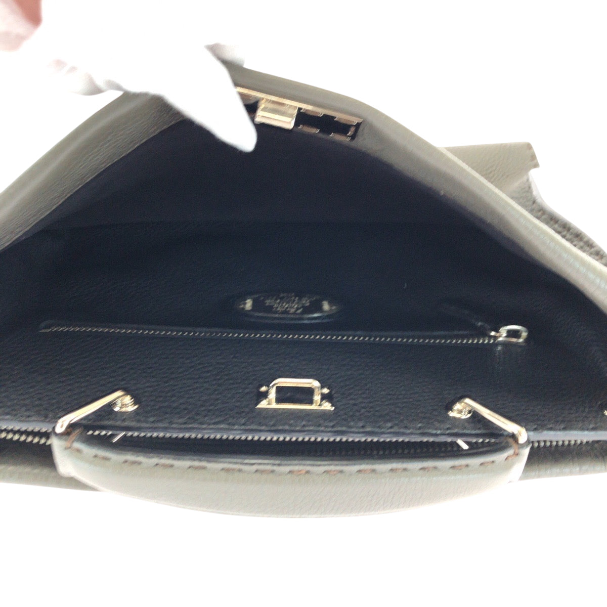 17081
FENDI フェンディ セレリア ピーカブー フィット グレー イエロー シルバー金具 レザー 7VA406 ショルダーバッグ ハンドバッグ 2way  メンズ A110