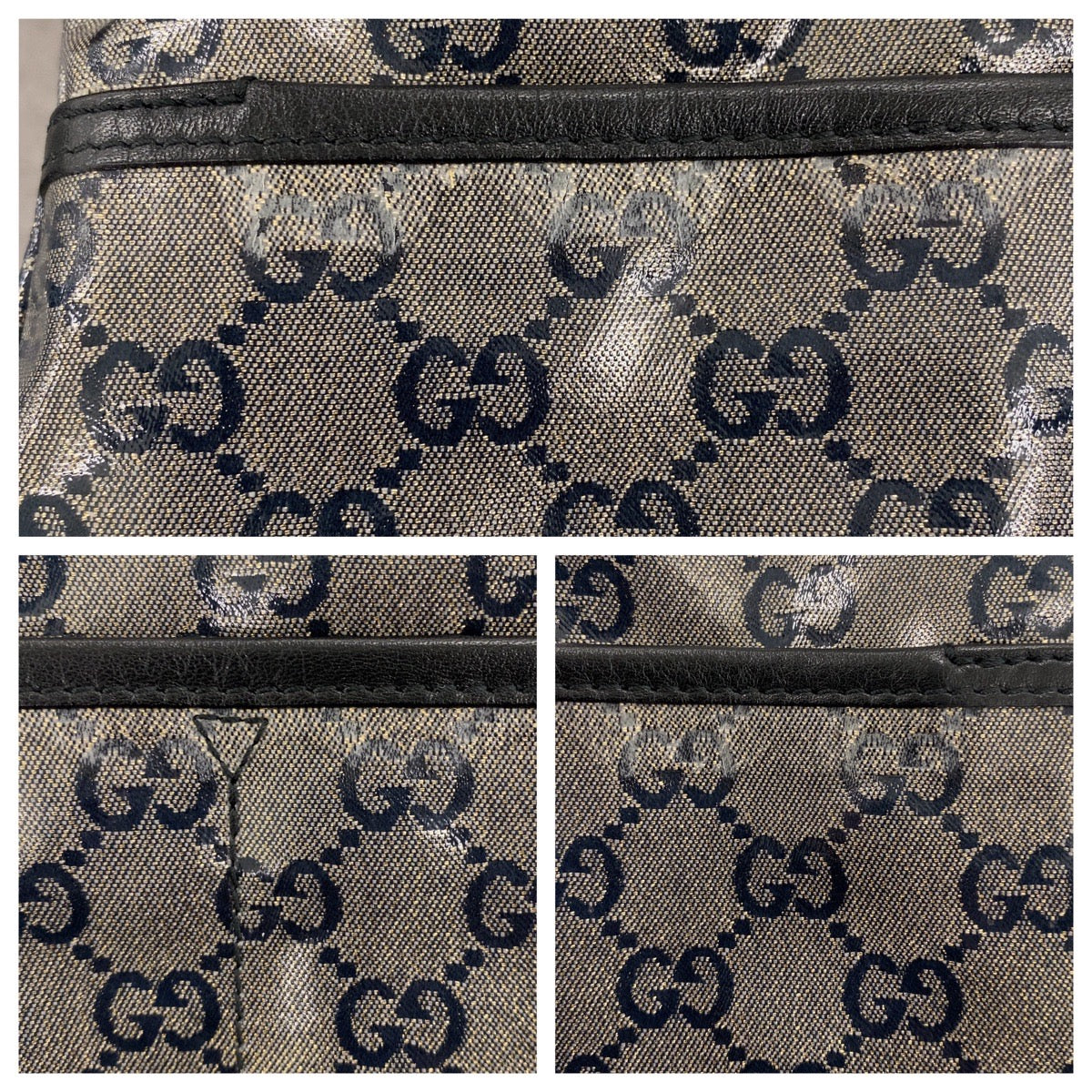 17082
GUCCI グッチ グレー ブラック コーティングキャンバス 155524 トートバッグ ショルダーバッグ レディース AB48