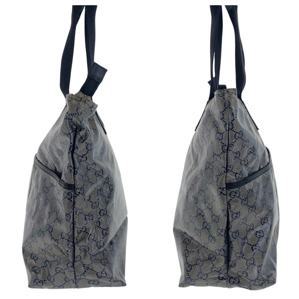 17082
GUCCI グッチ グレー ブラック コーティングキャンバス 155524 トートバッグ ショルダーバッグ レディース AB48