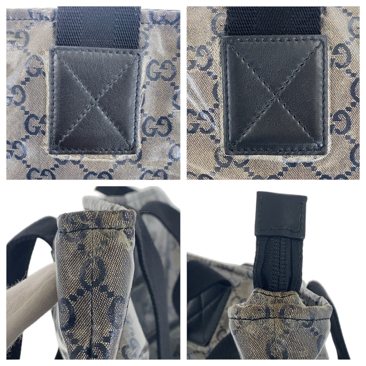 17082
GUCCI グッチ グレー ブラック コーティングキャンバス 155524 トートバッグ ショルダーバッグ レディース AB48