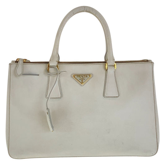 17083
PRADA プラダ サフィアーノ ガレリア ホワイト ゴールド金具 レザー トートバッグ ハンドバッグ  レディース AB54