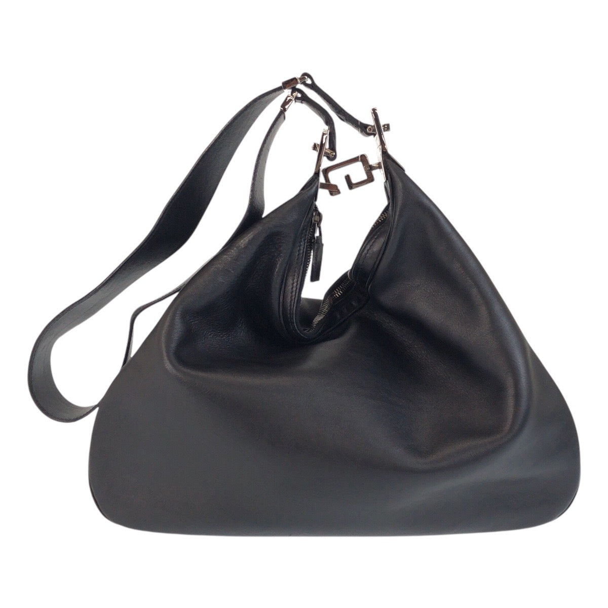 17085
GUCCI グッチ ブラック 黒 シルバー金具 レザー 001-3341 ショルダーバッグ  レディース ABP46