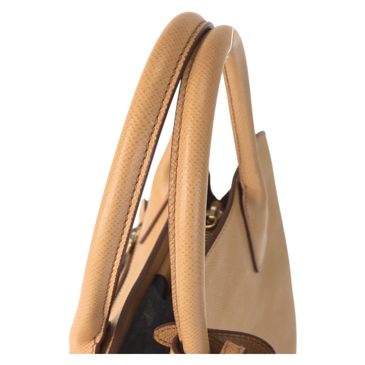 17087
PRADA プラダ サフィアーノ ベージュ ゴールド金具 レザー ハンドバッグ ショルダーバッグ 2way レディース A77