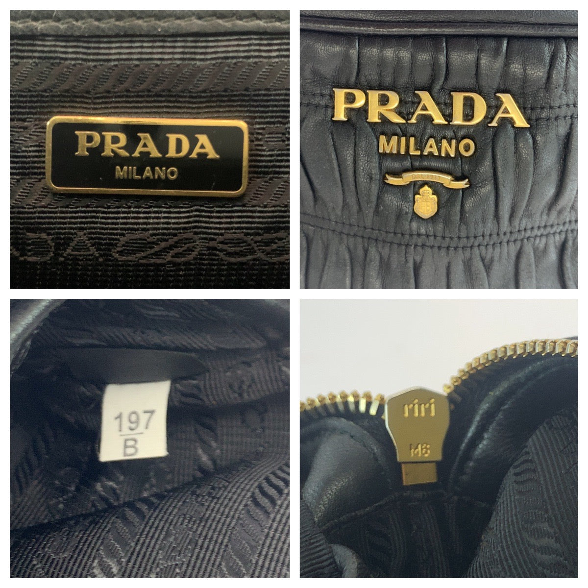 17089
PRADA プラダ ナッパレザー ギャザー ブラック 黒 ゴールド金具 レザー 1BH112 チェーンショルダーバッグ レディース AB66