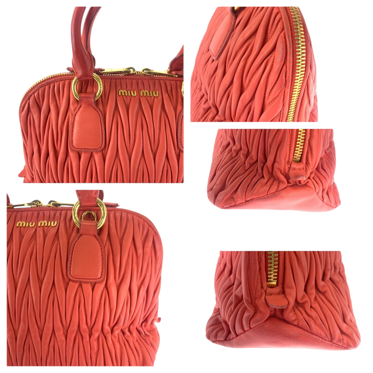 17090
Miu Miu ミュウ ミュウ マテラッセ オレンジ ゴールド金具 レザー 5BB097 ショルダーバッグ ハンドバッグ 2way  レディース AB52