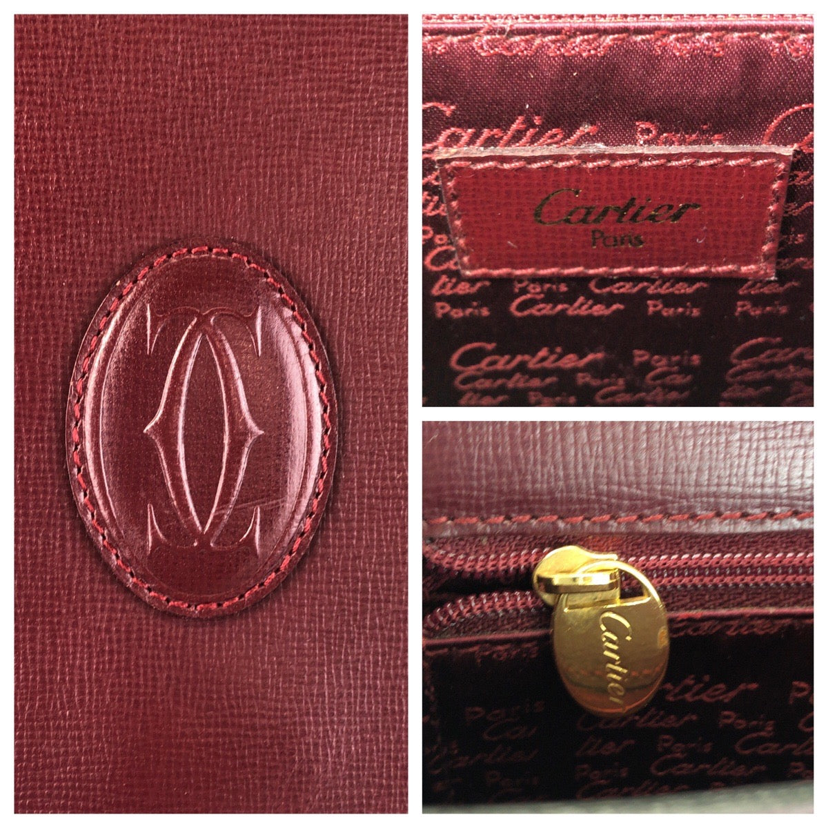 17091
CARTIER カルティエ マストライン ボルドー ゴールド金具 レザー ショルダーバッグ ポシェット  レディース A40