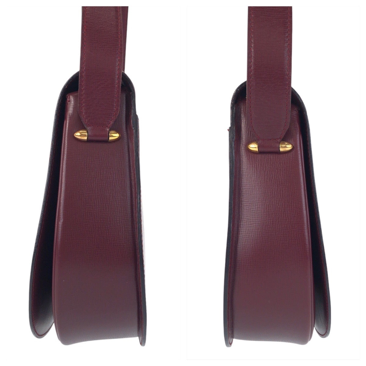 17091
CARTIER カルティエ マストライン ボルドー ゴールド金具 レザー ショルダーバッグ ポシェット  レディース A40