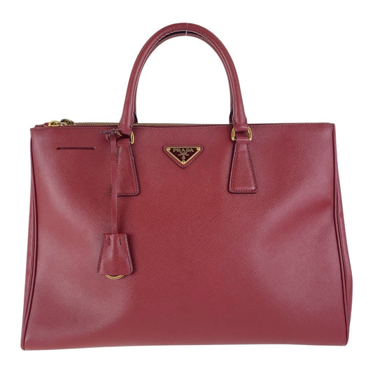 17098
PRADA プラダ ガレリア サフィアーノ 三角ロゴプレート レッド ゴールド金具 レザー トートバッグ ハンドバッグ  レディース AB66