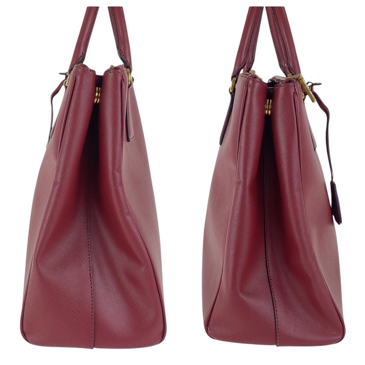 17098
PRADA プラダ ガレリア サフィアーノ 三角ロゴプレート レッド ゴールド金具 レザー トートバッグ ハンドバッグ  レディース AB66