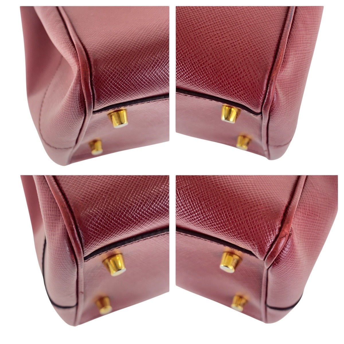 17098
PRADA プラダ ガレリア サフィアーノ 三角ロゴプレート レッド ゴールド金具 レザー トートバッグ ハンドバッグ レディース AB66
