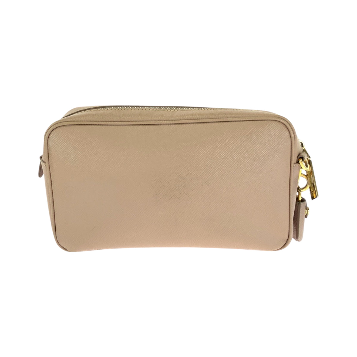 17099
PRADA プラダ サフィアーノ 三角ロゴプレート ピンクベージュ ゴールド金具 レザー BT1010 ショルダーバッグ ポシェット  レディース ABP58