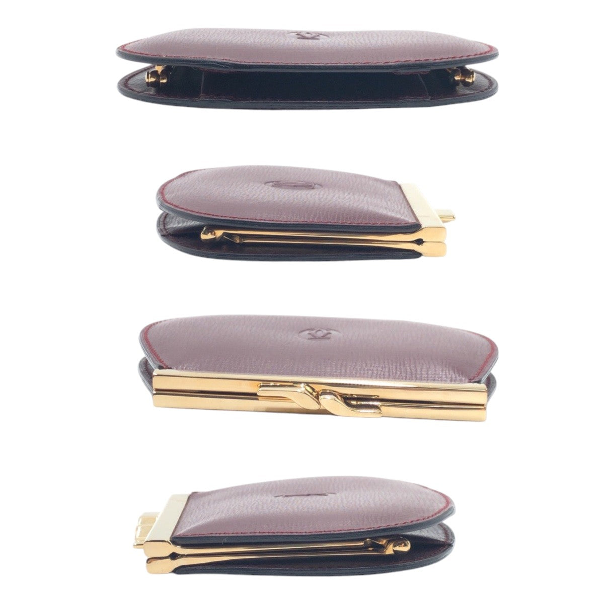 17100
CARTIER カルティエ マストライン レッド ワインレッド ゴールド レザー コインケース 小銭入れ  レディース A16