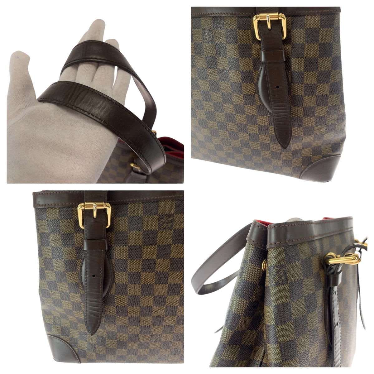 17103
LOUIS VUITTON ルイヴィトン ダミエ ハムステッドMM ブラウン ゴールド金具 PVC N51204 トートバッグ ショルダーバッグ  レディース
