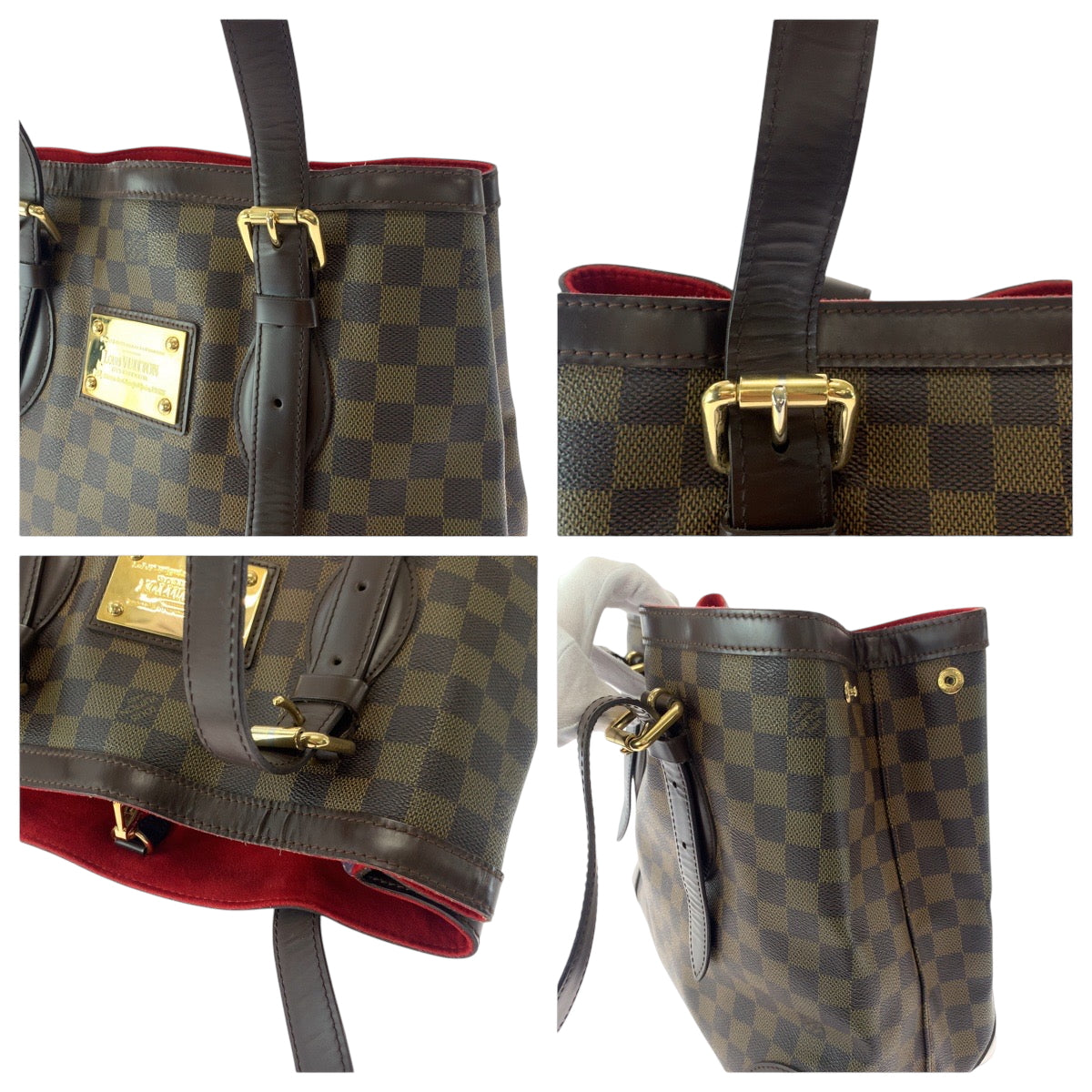 17103
LOUIS VUITTON ルイヴィトン ダミエ ハムステッドMM ブラウン ゴールド金具 PVC N51204 トートバッグ ショルダーバッグ  レディース