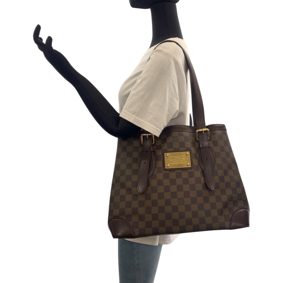 17103
LOUIS VUITTON ルイヴィトン ダミエ ハムステッドMM ブラウン ゴールド金具 PVC N51204 トートバッグ ショルダーバッグ  レディース