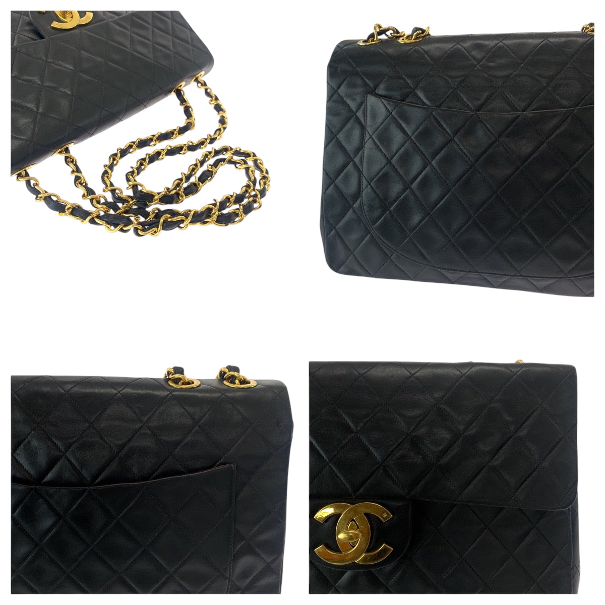 17107
CHANEL シャネル ヴィンテージ デカマトラッセ ココマーク ターンロック ブラック 黒 ゴールド金具 ラムスキン チェーンショルダーバッグ 肩掛け  レディース ABP350