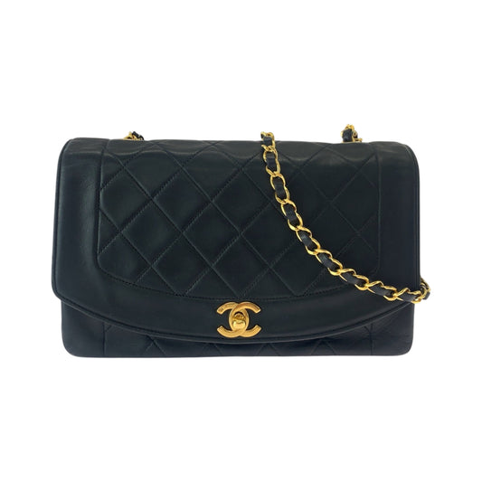 17109
CHANEL シャネル ヴィンテージ マトラッセ ダイアナフラップ ココマーク ターンロック ブラック 黒 ゴールド金具 ラムスキン チェーンショルダーバッグ  レディース ABP300