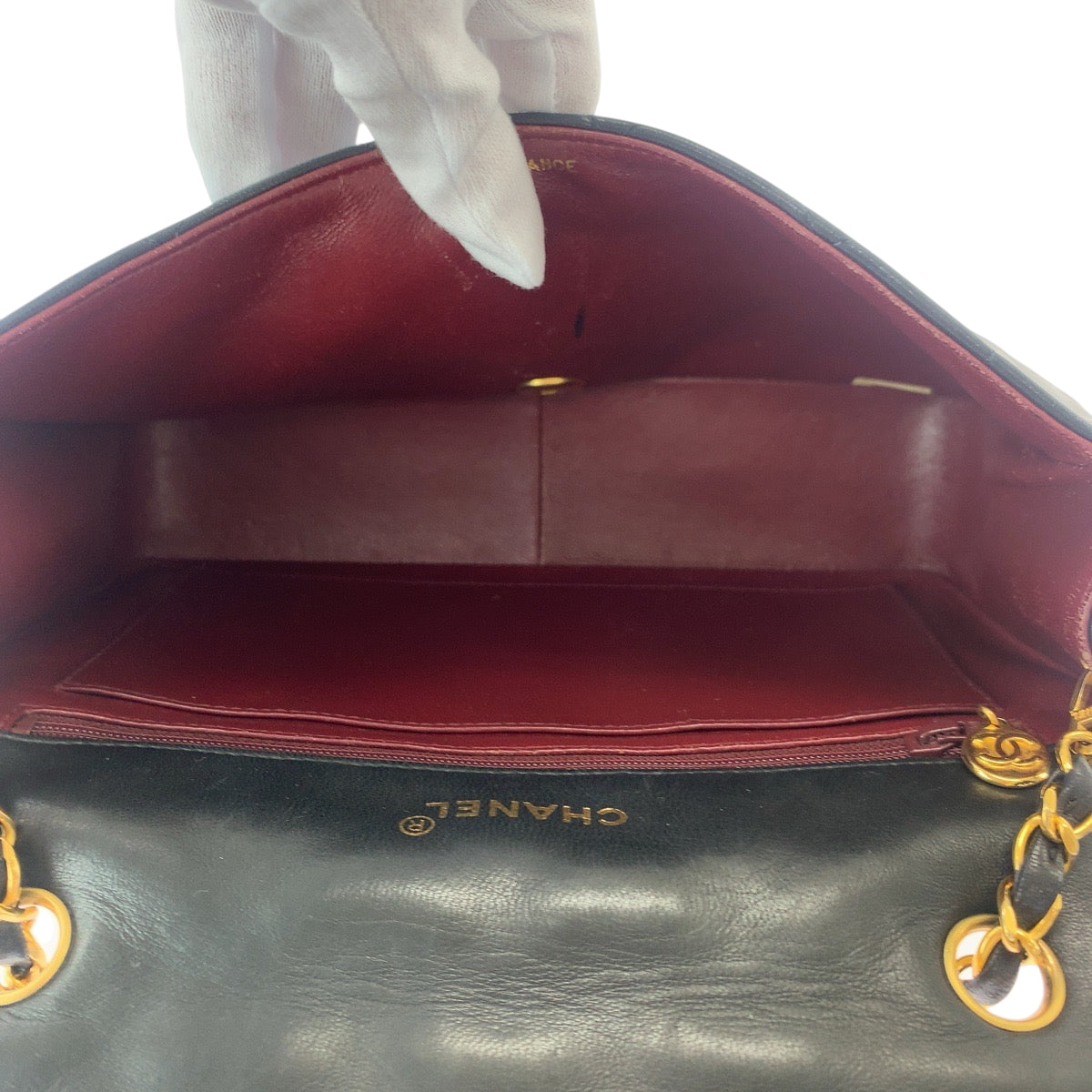 17109
CHANEL シャネル ヴィンテージ マトラッセ ダイアナフラップ ココマーク ターンロック ブラック 黒 ゴールド金具 ラムスキン チェーンショルダーバッグ  レディース ABP300