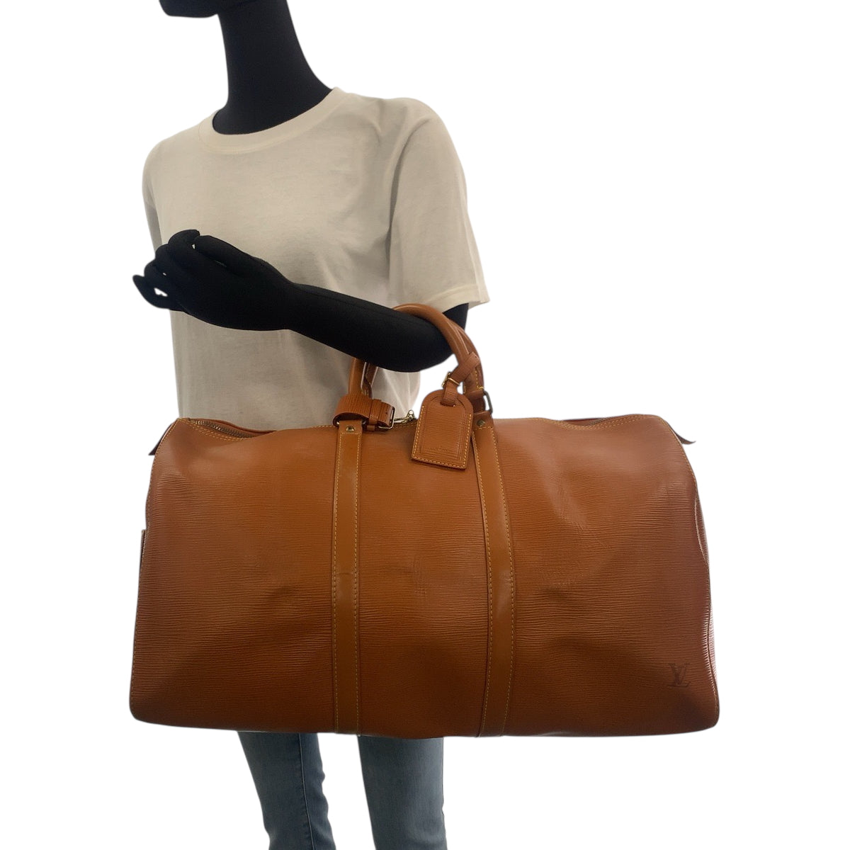 17110
LOUIS VUITTON ルイヴィトン エピ キーポル50 男女兼用 ブラウン ゴールド金具 エピレザー M42968 ボストンバッグ ハンドバッグ  メンズ