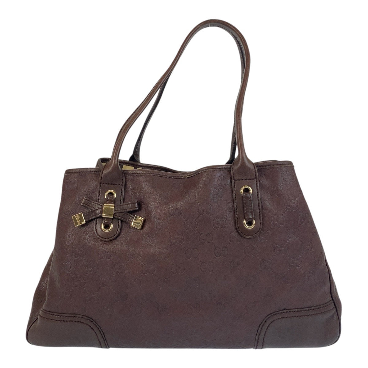 17113
GUCCI グッチ グッチシマ プリンシー ブラウン ゴールド金具 レザー 163805 トートバッグ ショルダーバッグ  レディース