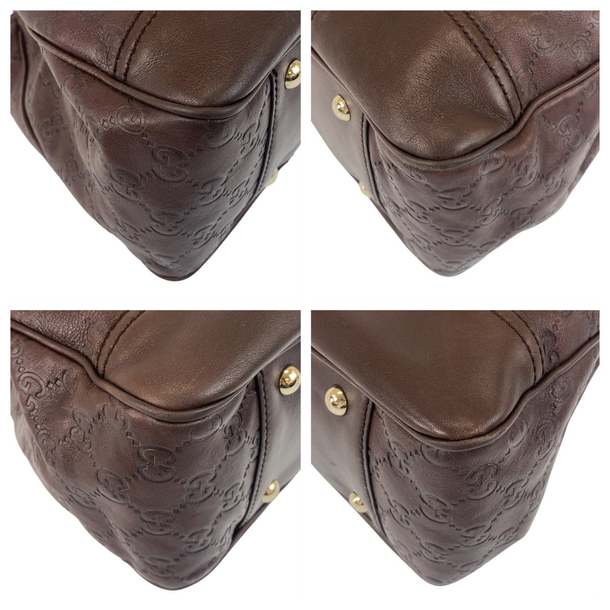 17113
GUCCI グッチ グッチシマ プリンシー ブラウン ゴールド金具 レザー 163805 トートバッグ ショルダーバッグ  レディース