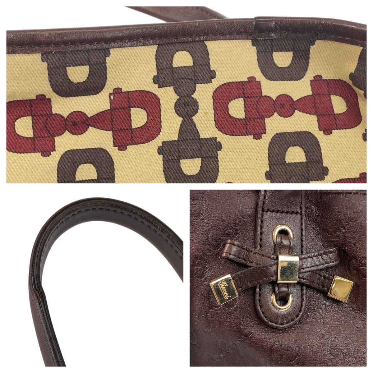 17113
GUCCI グッチ グッチシマ プリンシー ブラウン ゴールド金具 レザー 163805 トートバッグ ショルダーバッグ  レディース