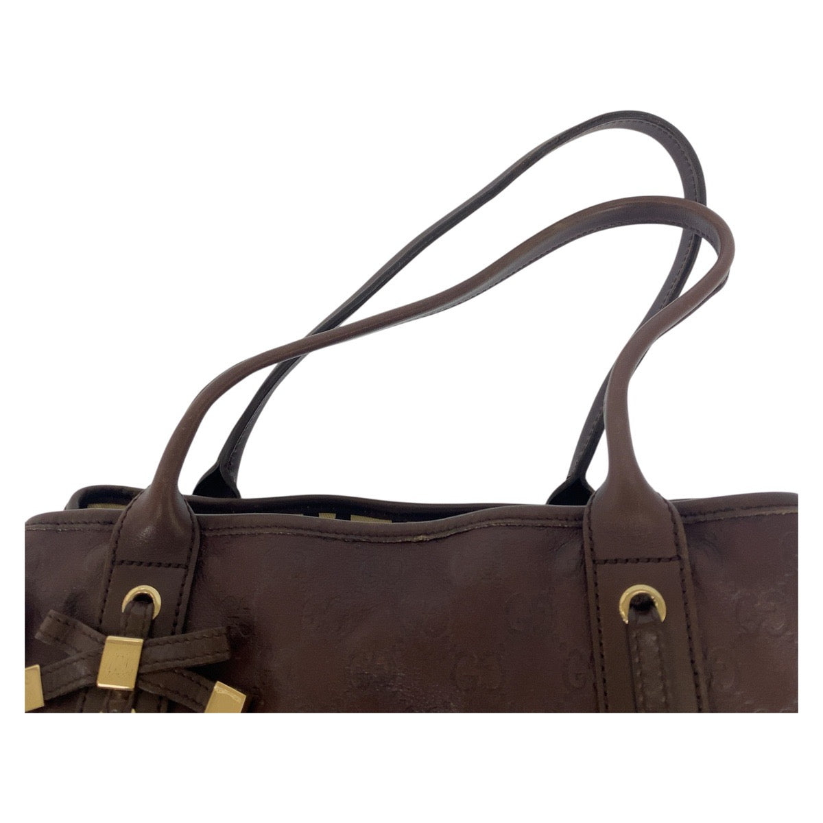 17113
GUCCI グッチ グッチシマ プリンシー ブラウン ゴールド金具 レザー 163805 トートバッグ ショルダーバッグ  レディース